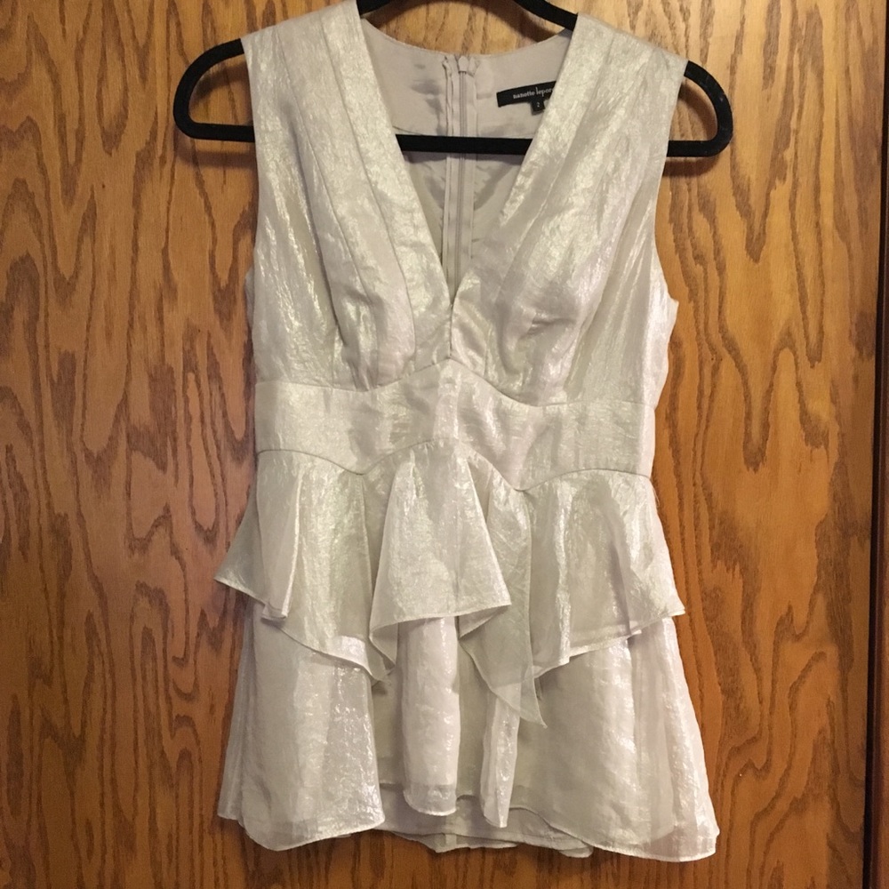 Nanette Lepore Ruffle V-neck Blouse Size 2